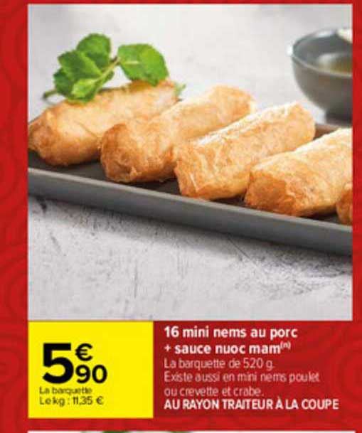 16 mini nems au porc + sauce nuoc mam