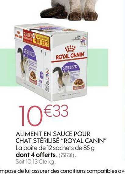 aliment en sauce pour chat stérilisé "royal canin"