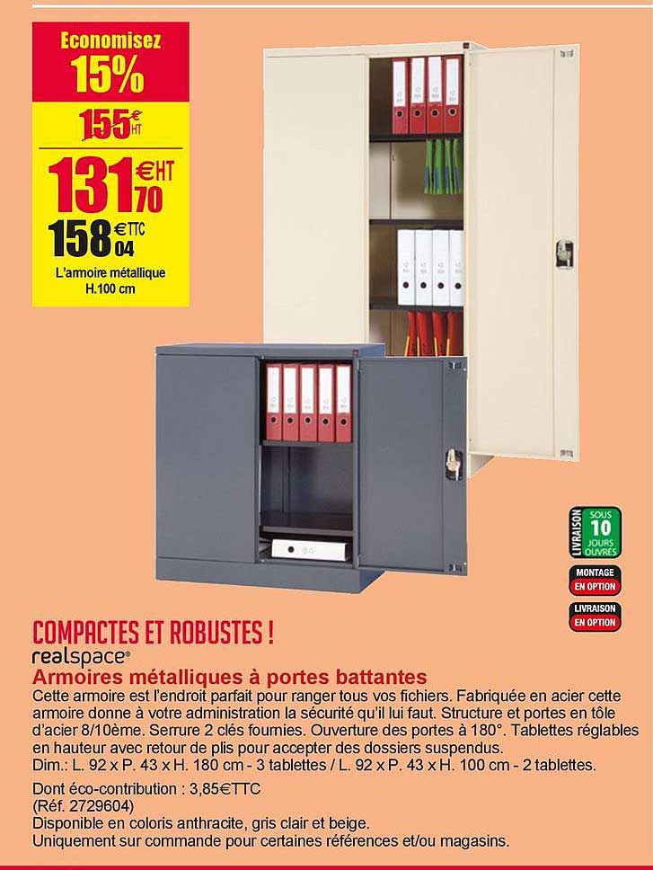 armoires métalliques à portes battantes realspace