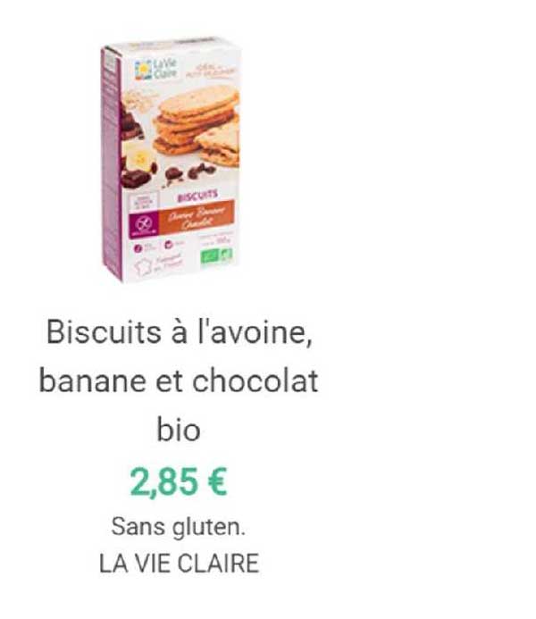 biscuits à l'avoine, banane et chocolat bio