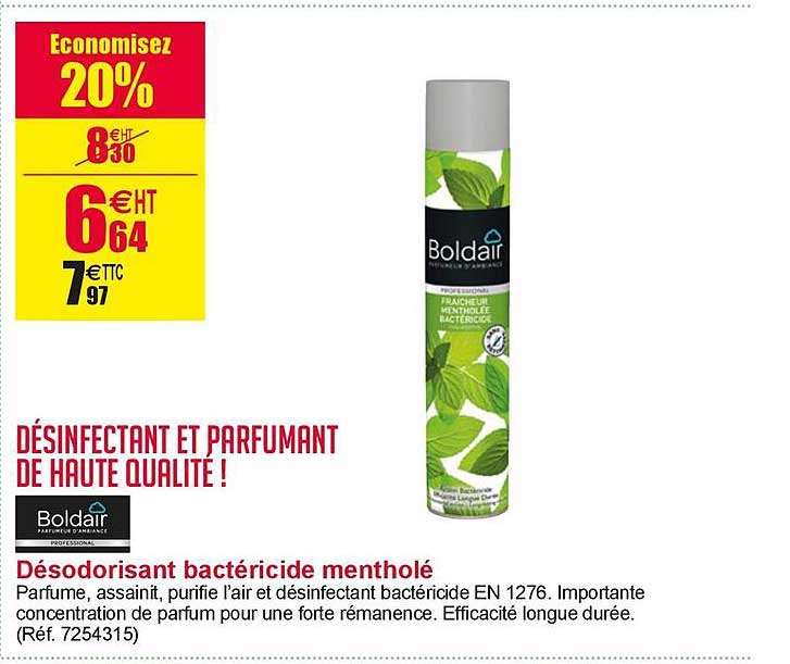 désodorisant bactéricide mentholé boldair