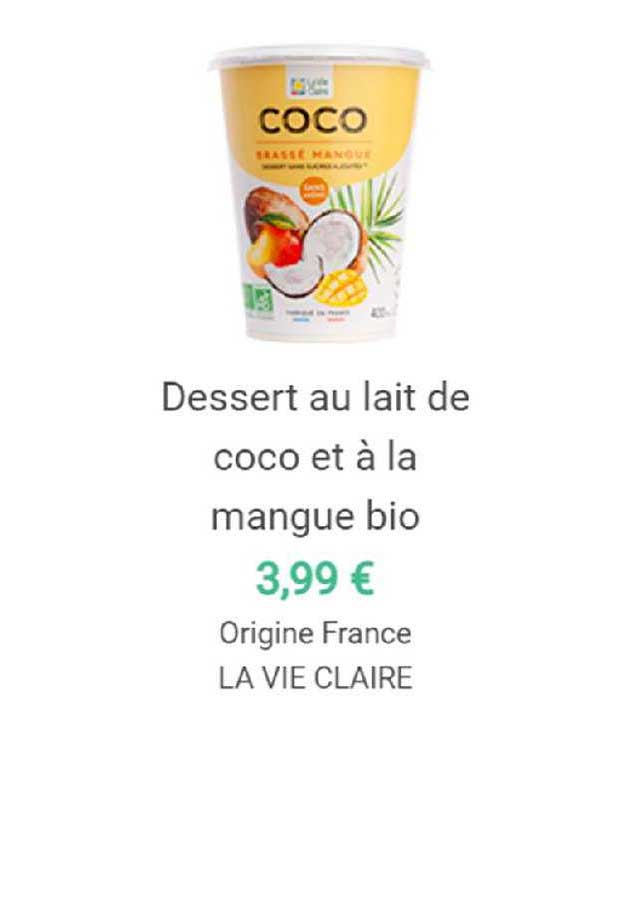 Dessert Au Lait De Coco Et à La Mangue Bio