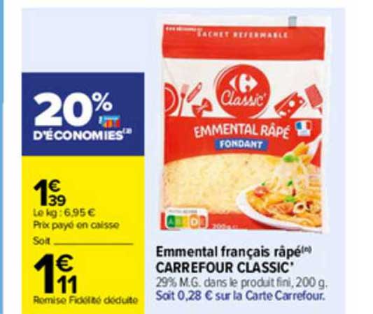 Emmental Français Râpé Carrefour Classic
