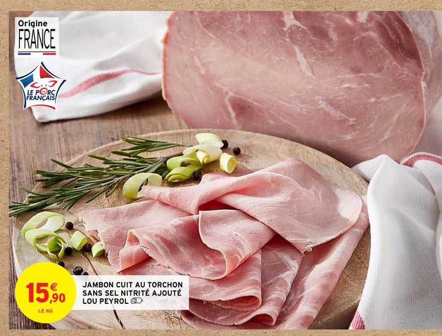 jambon cuit au torchon sans sel nitrité ajouté lou peyrol