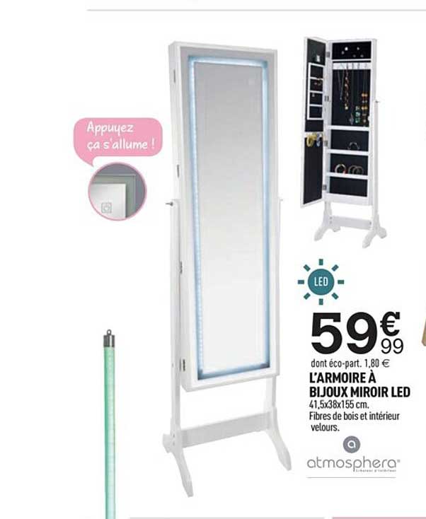l'armoire à bijoux miroir led
