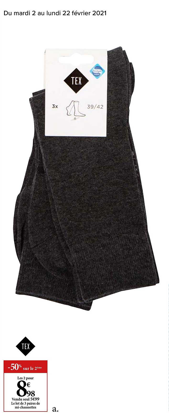 le lot de 3 paires de mi-chaussettes tex