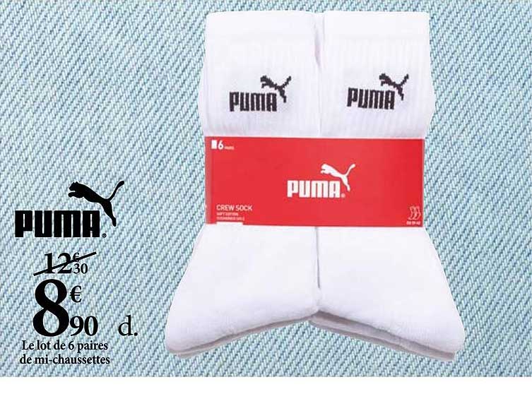 le lot de 6 paires de mi-chaussettes puma