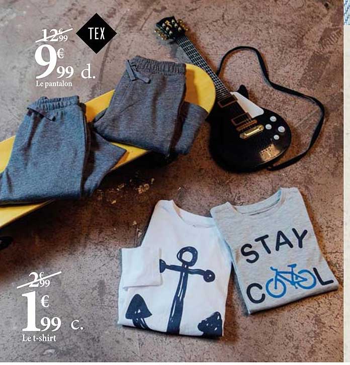 le pantalon, le t-shirt tex