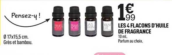 les 4 flacons d'huile de fragrance