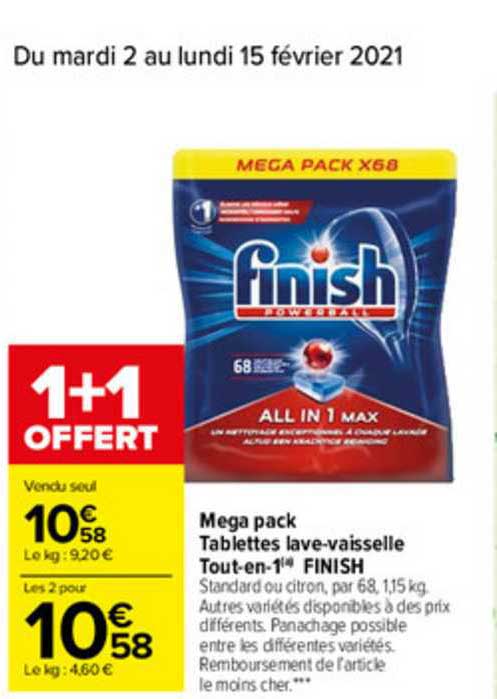 mega pack tablettes lave-vaisselle tout-en-1 finish