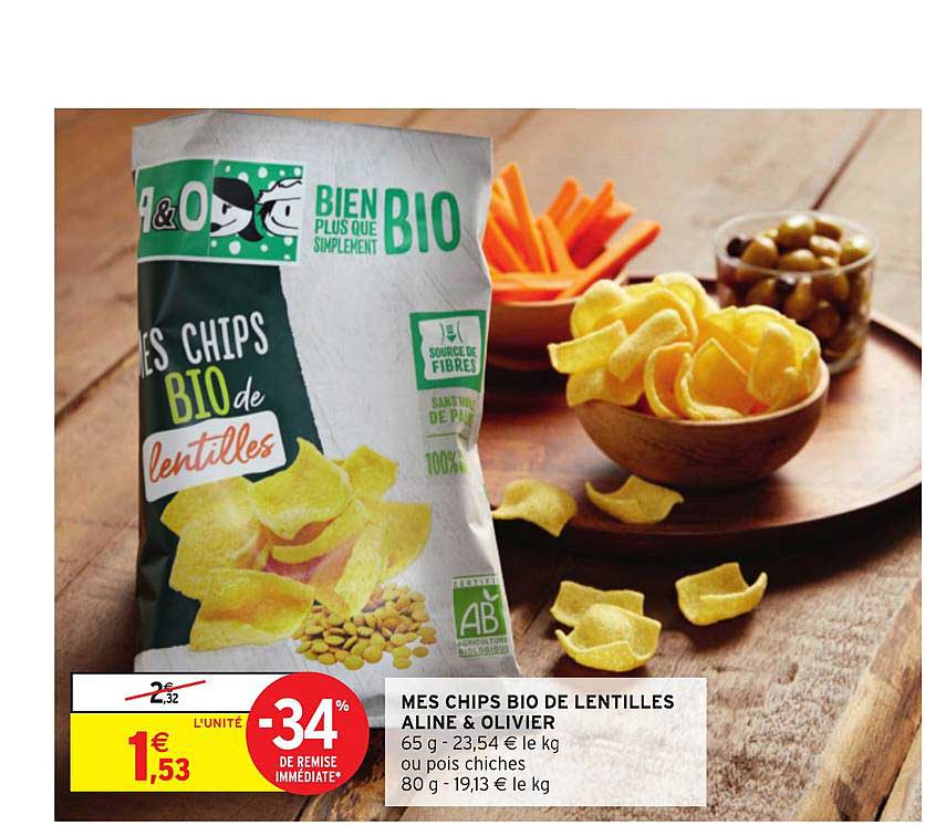 mes chips bio de lentilles aline & olivier