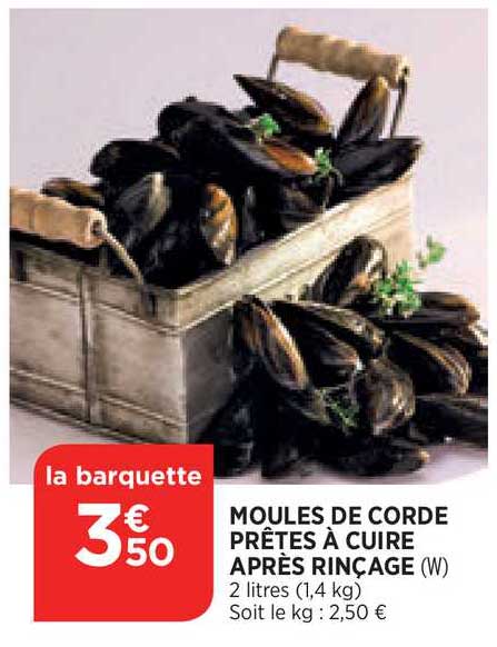 moules de corde prêtes à cuire après rinçage