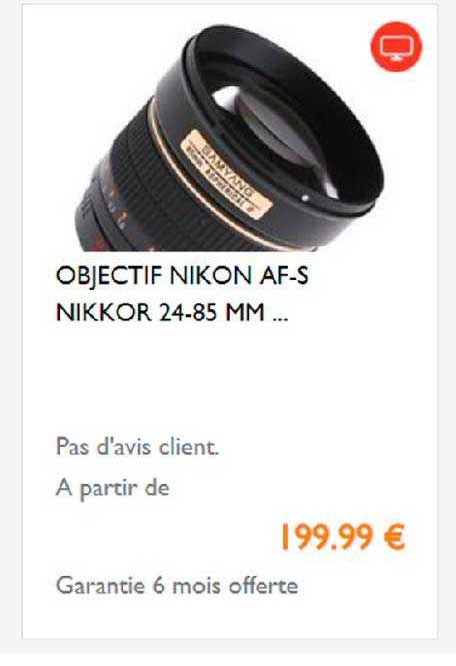 objectif nikon af-s nikkor 24-85 mm