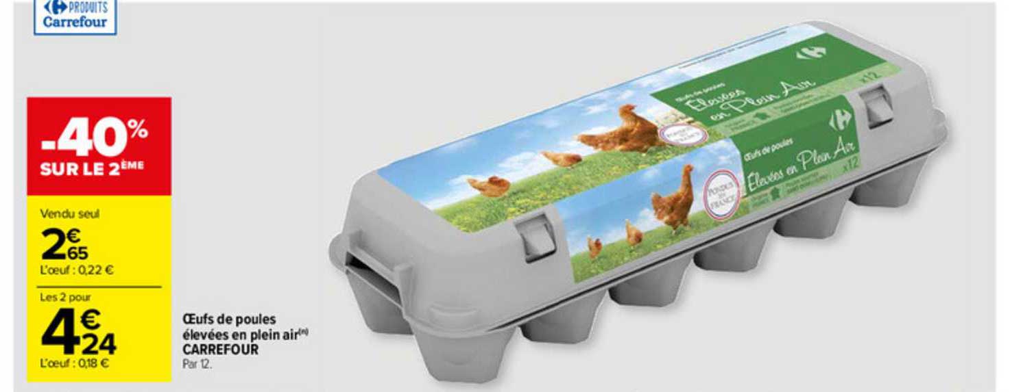 oeufs de poules élevées en plein air carrefour