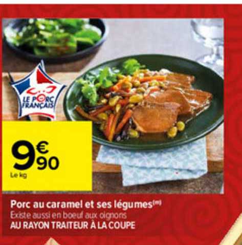 porc au caramel et ses légumes