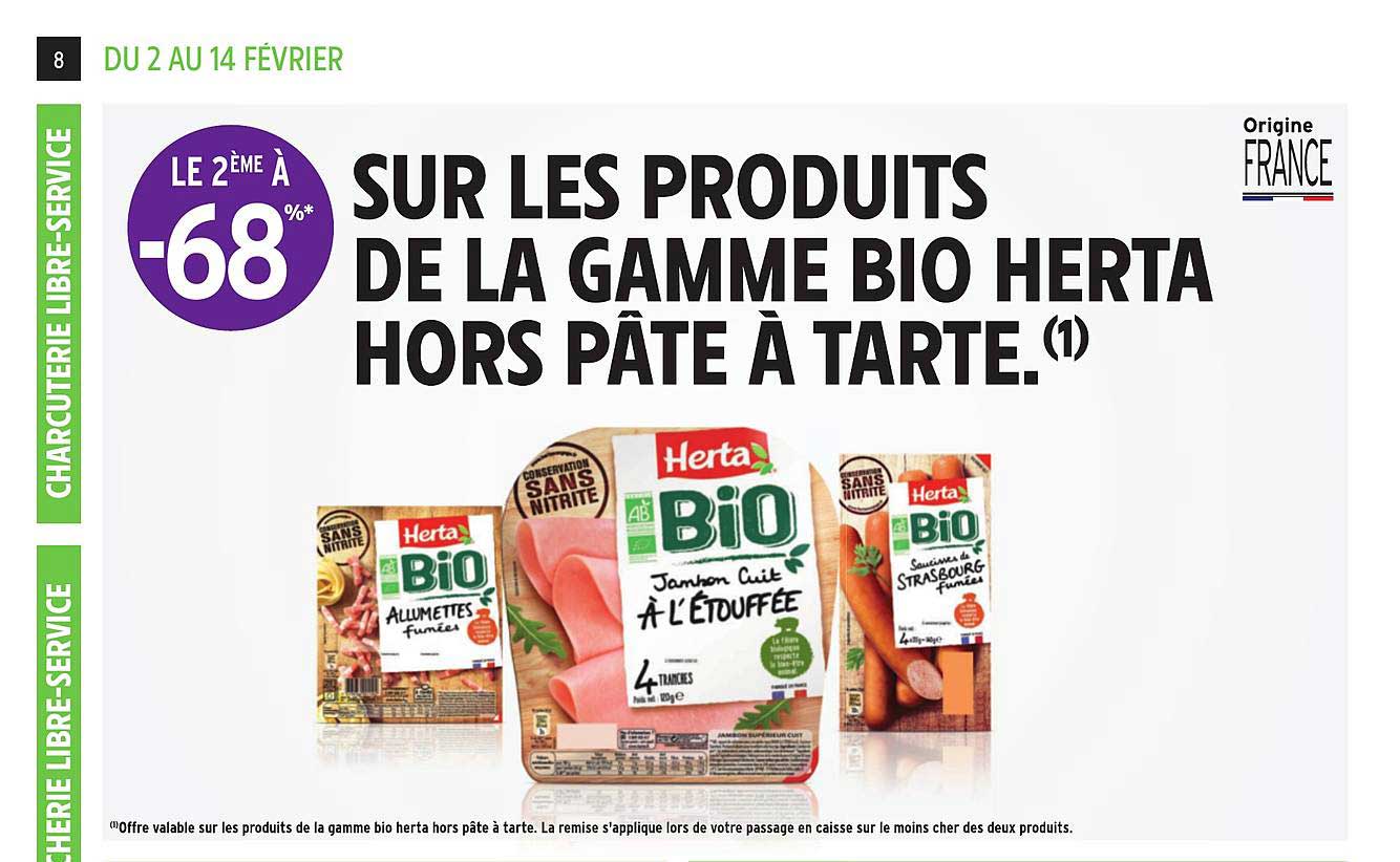 produits de la gamme bio herta hors pâte à tarte