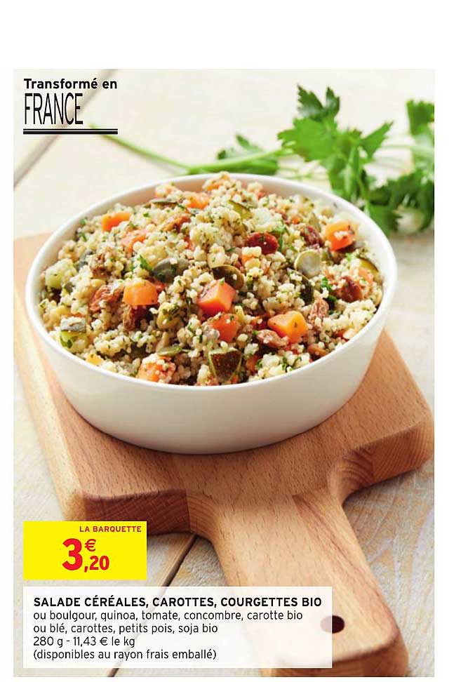Salade Céréales, Carottes, Courgettes Bio
