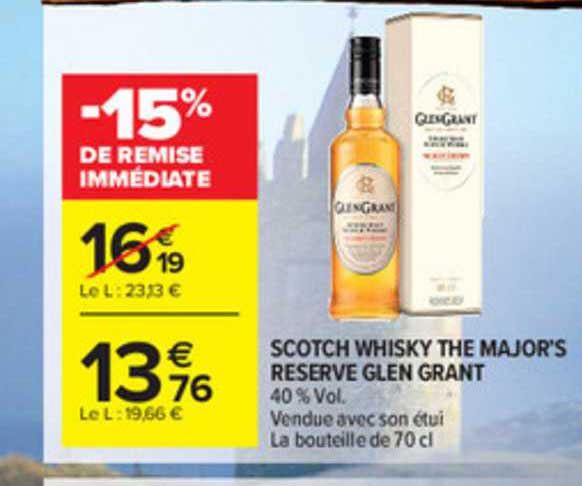 scotch whisky the major's reserve glen grand