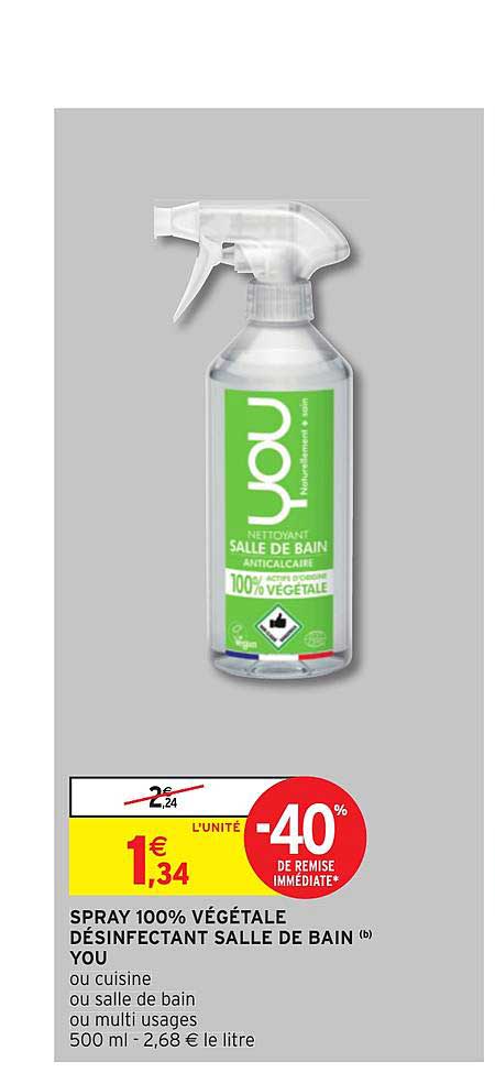 spray 100% végétale désinfectant salle de bain you