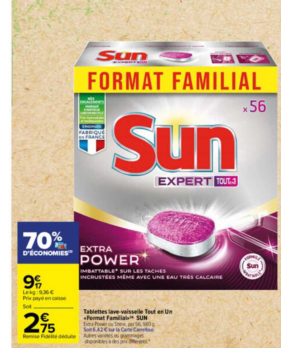 tablettes lave-vaissselle tout en un "format familial" sun