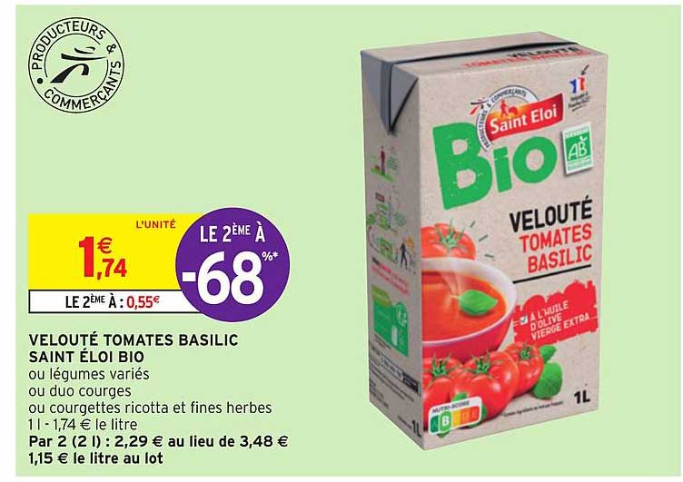 velouté tomates basilic saint éloi bio
