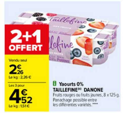 yaourts 0% taillefine danone