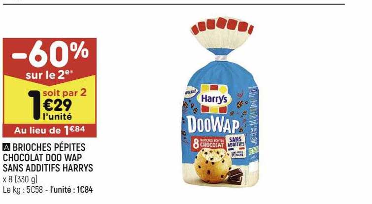 brioches pépites chocolat doo wap sans additifs harrys