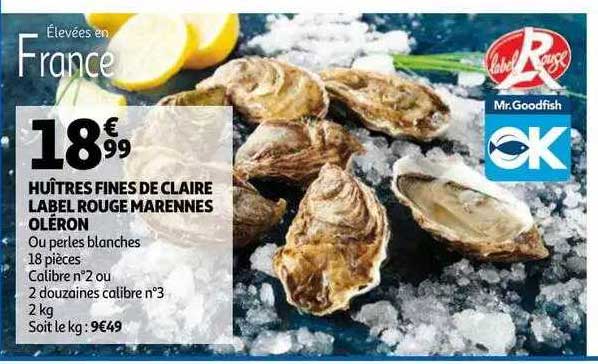 Huîtres Fines De Claire Label Rouge Marennes Oléron