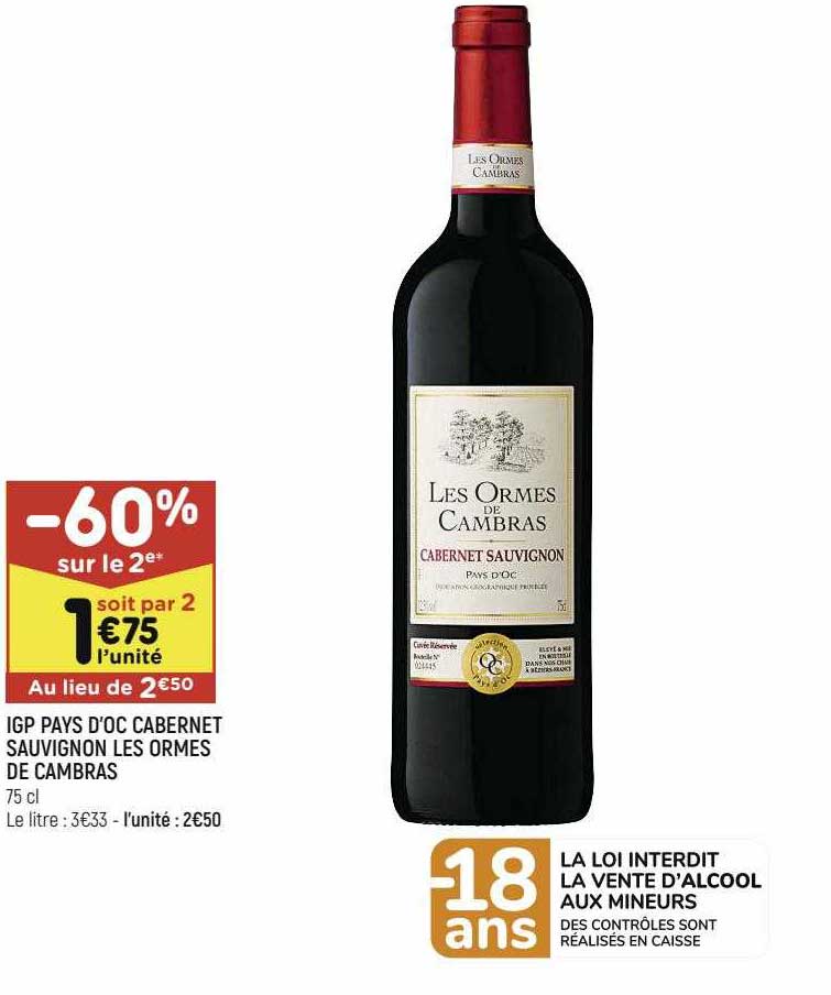 igp pays d'oc cabernet sauvignon les ormes de cambras