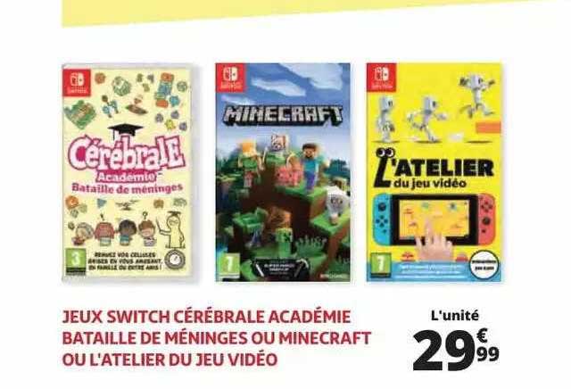 Jeux Switch Cérabrele Académie Bataille De Méninges Ou Minecraft Ou L'atelier Du Jeu Vidéo