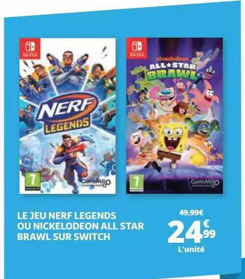 le jeu nerf legends ou nickelodeon all star brawl sur switch