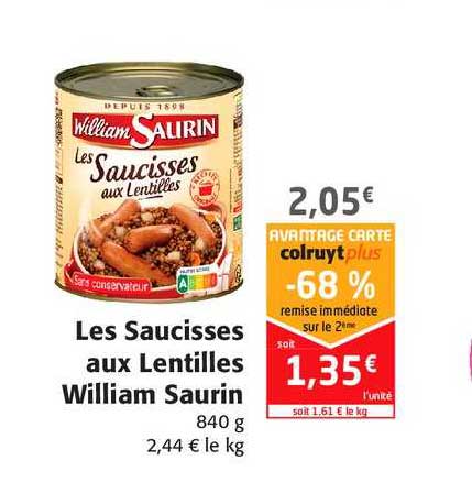 les saucisses aux lentilles william saurin