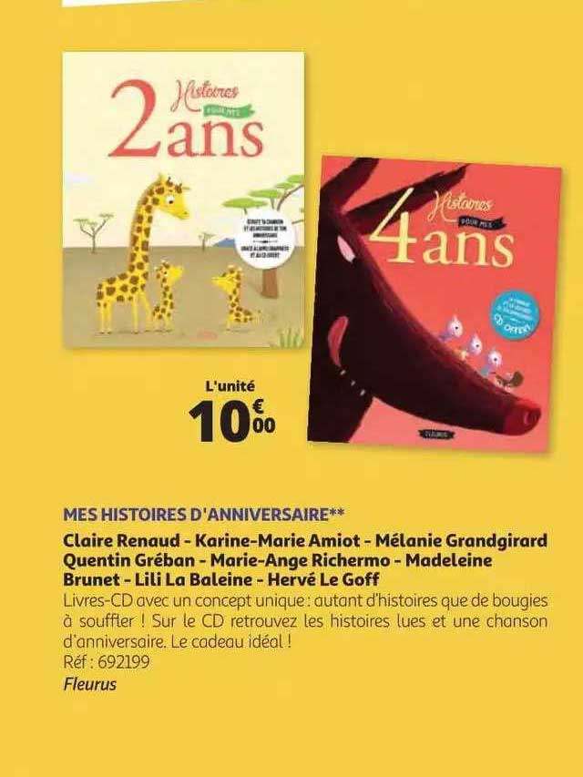 mes histoires d'anniversaire claire renaud-karine-marie amiot- mélanie grandgirard quentin gréban - marie-ange richermo - madeleine brunet - lili la baleine - hervé le goff