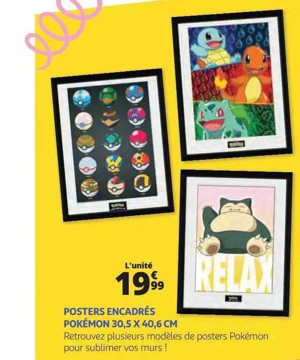 posters encadrés pokémon 30.5 x 40.6 cm