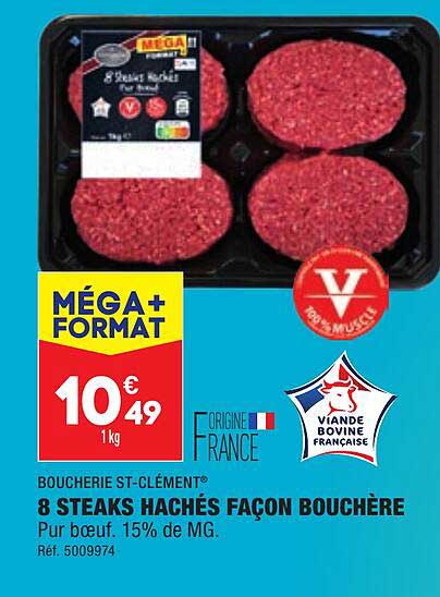 8 steaks hachés façon bouchère boucherie st-clément