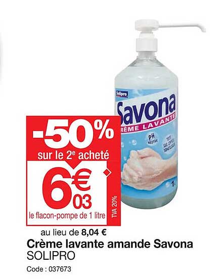 crème lavante amande savona solipro