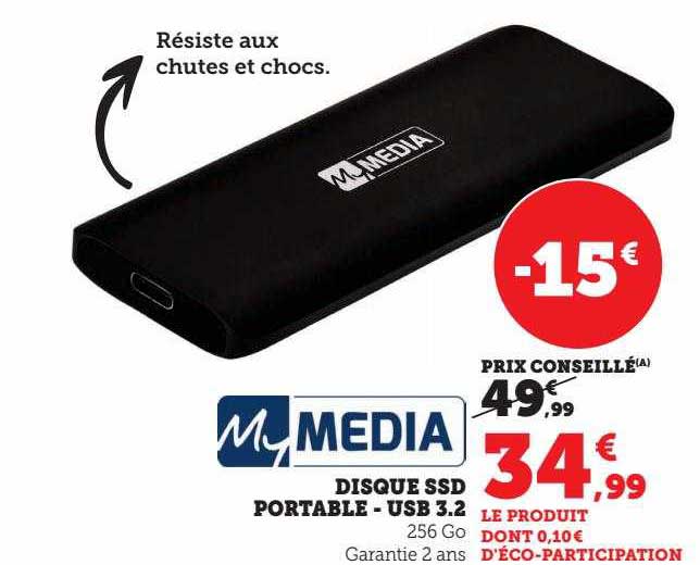 disque ssd portable - usb 3.2 media