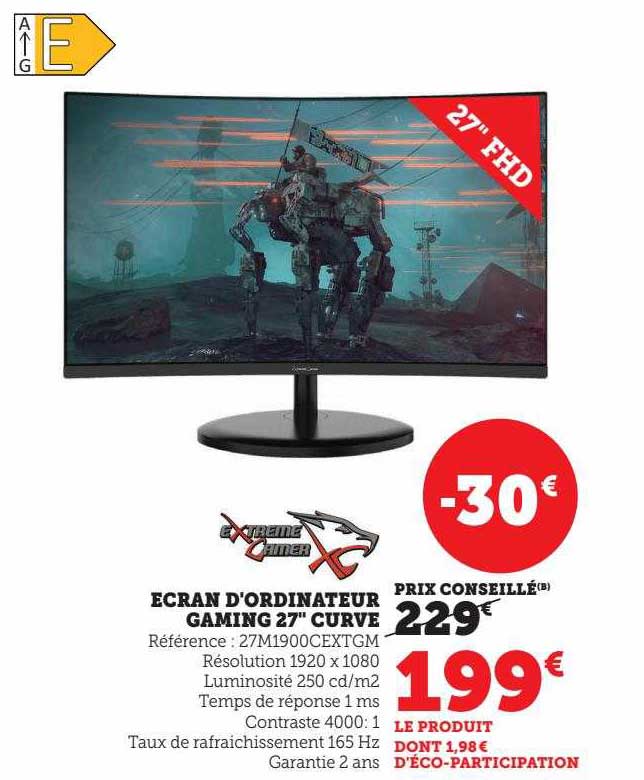 écran d'ordinateur gaming 27" curve