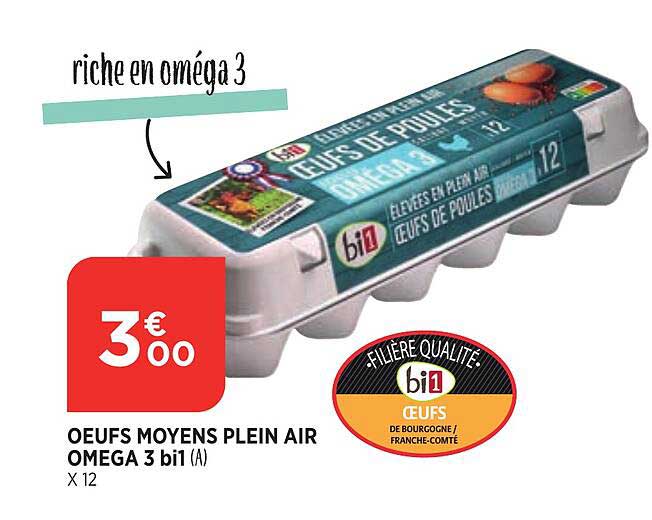 œufs moyens plein air oméga 3 bi1
