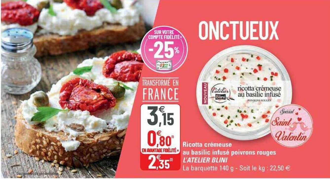 ricotta crémeuse au basilic infusé poivrons rouges l'atelier blini