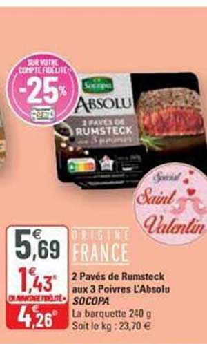 2 pavés de rumsteck aux 3 poivres l'absolu socopa