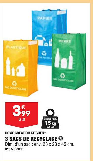 3 sacs de recyclage home création kitchen