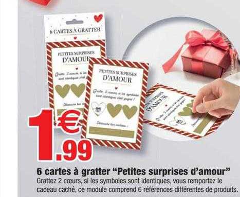 6 cartes à gratter "petites surprises d'amour"