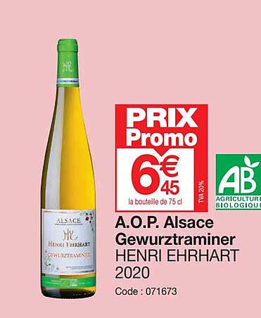 a.o.p. alsace gewurztraminer henri ehrhart 2020