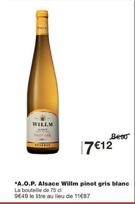 a.o.p. alsace willm pinot gris blanc