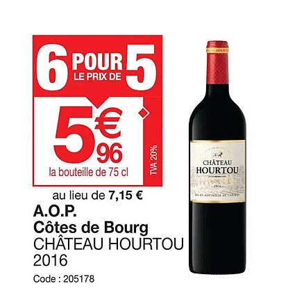 a.o.p. côtes de bourg château hourtou 2016