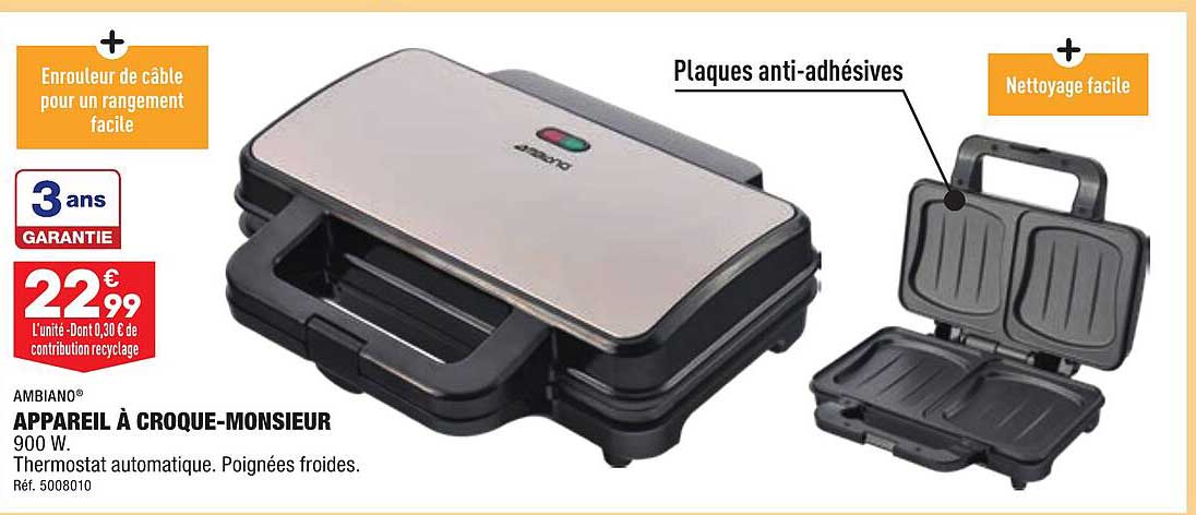 appareil à croque-monsieur ambiano