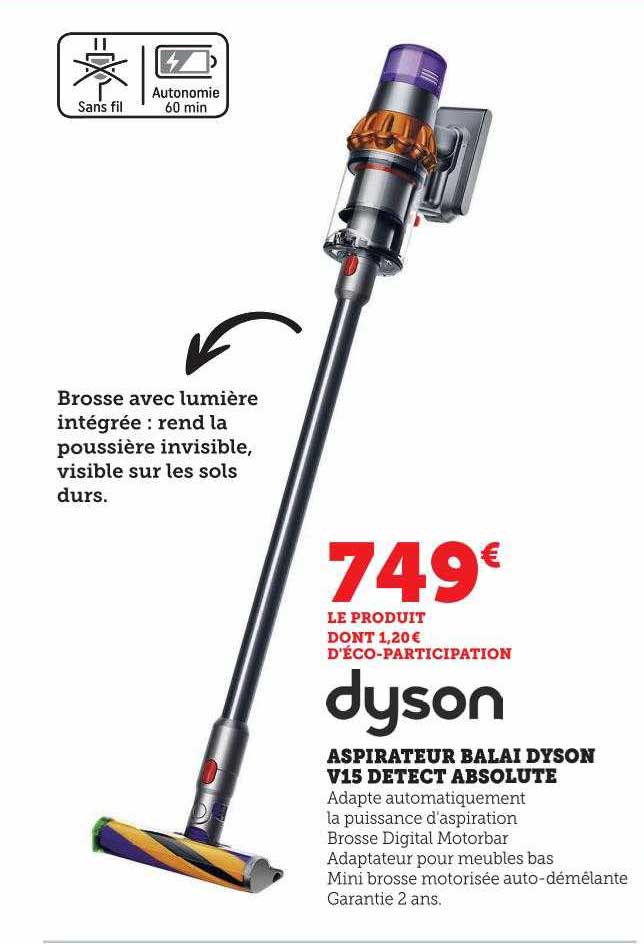 aspirateur balai dyson vis detect absolute dyson