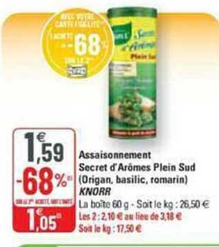 assaisonnement secret d'arôme plain sud (origan, balisic, romarin) knorr