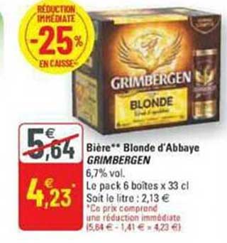 Bière Blonde D'abbaye Grimbergen